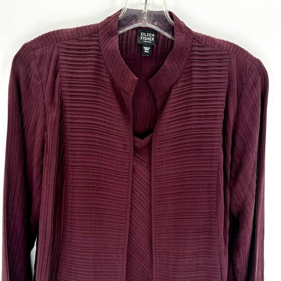 Eileen Fisher petite women’s plum eggplant silk 2 coordinated piece set jacket - Picture 1 of 10